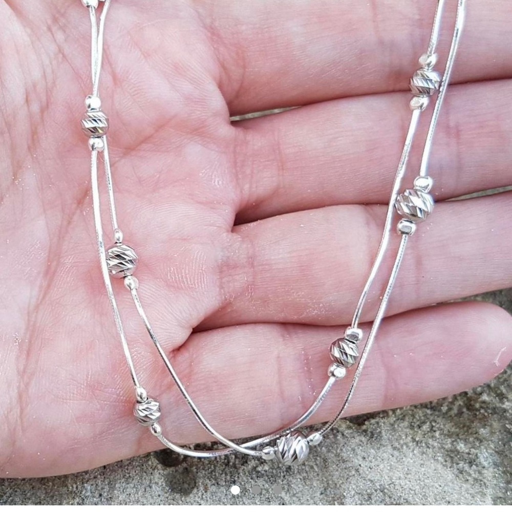 sterling silver diamond cut necklace